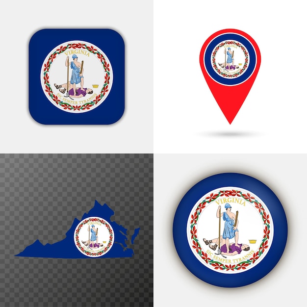 Vector set of virginia state flag vector illustration