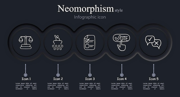 Set of voting icons Symbols representing democratic process elections ballots Participation concept Neomorphism style Vector line icon for Business