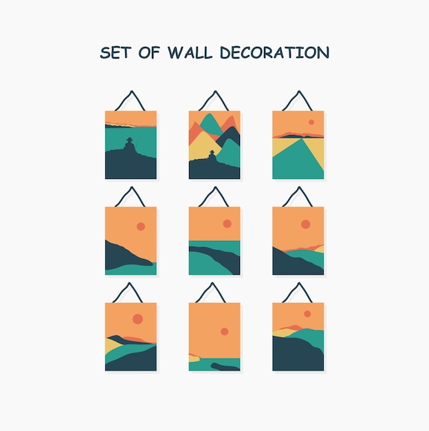 Set of wall decoration. abstract landscape decoration