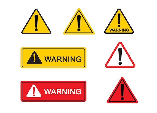 Set of warning sign on white background Danger sign