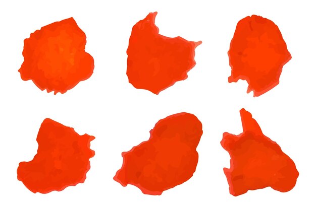 Set of watercolor brushes, strokes, elements for design. Free form. orange texture brush.