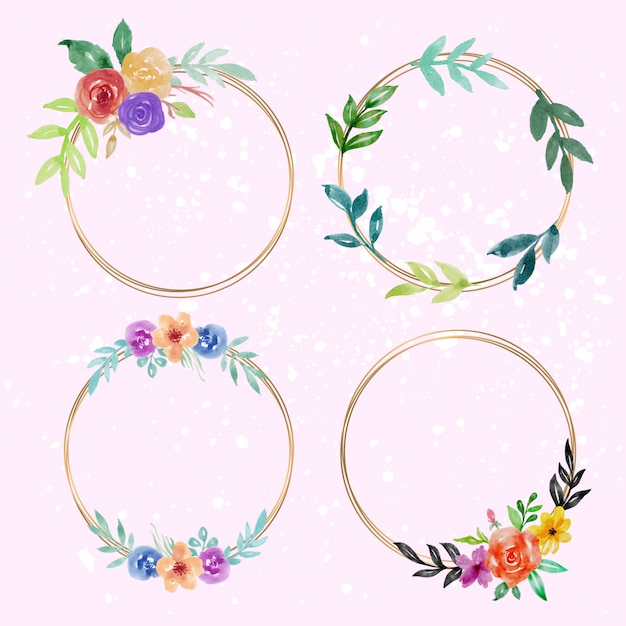 Set of Watercolor Floral Frame Design