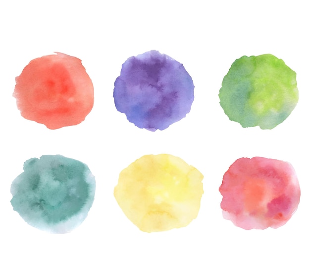 Set of watercolor round splashes backgrounds