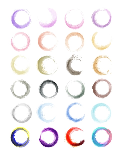 Set of Watercolor splashes are round shape