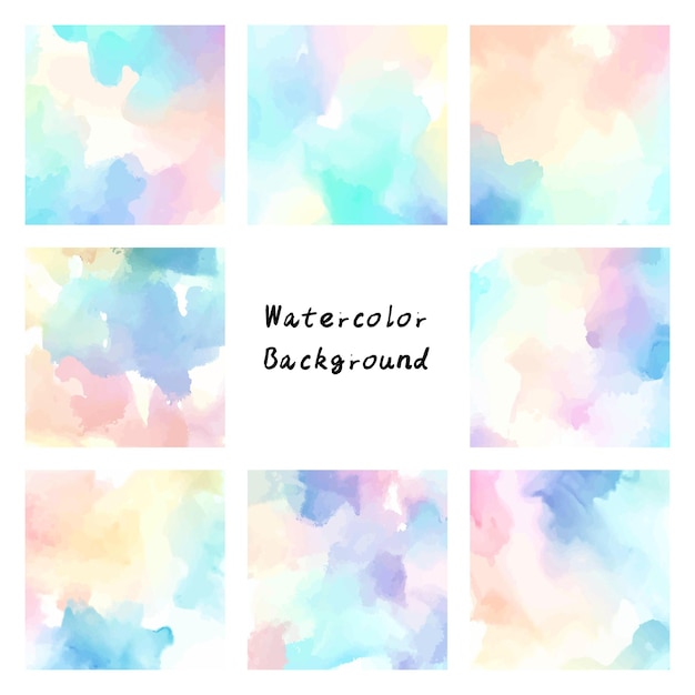 Set of watercolor vector backgrounds Colorful artistic hand painted backgrounds