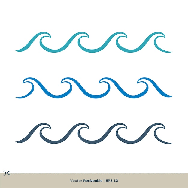 Set Wave Water Vector Logo Template Illustration Design