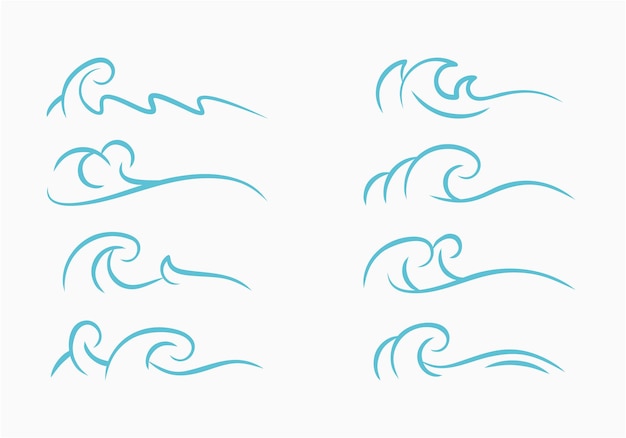 Set of waves vector illustration design