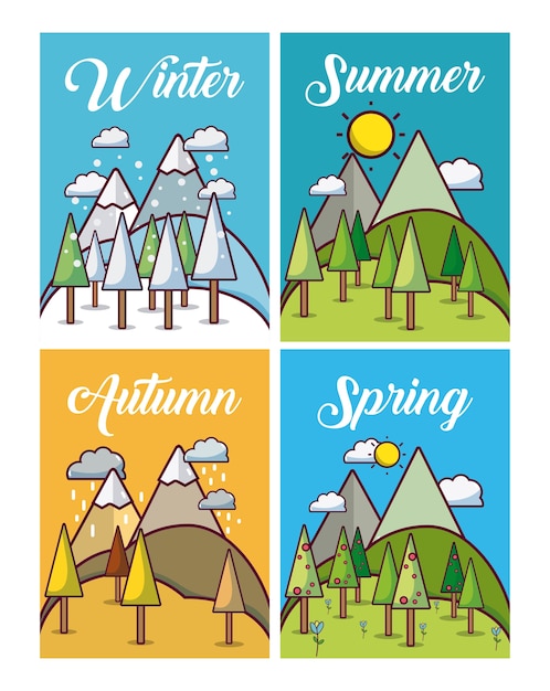 Set of weather cards collection 