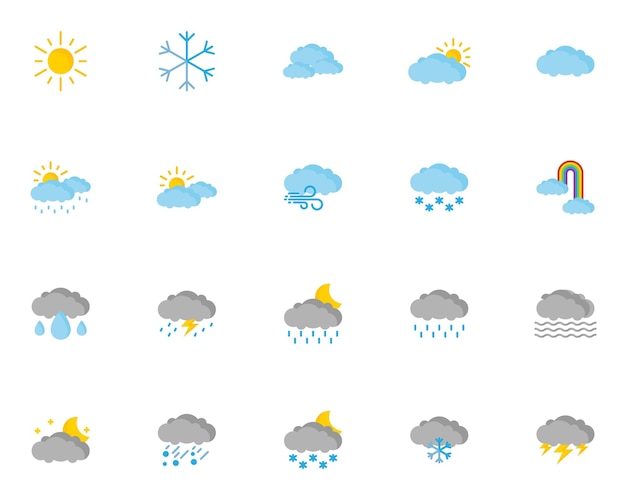 Set of weather icons cloud forecast