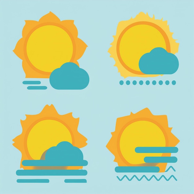 Vector set of weather icons in a flat design