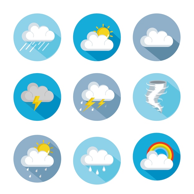 Set of weather status icons vector illustration design