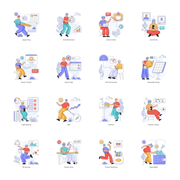 Set of Web Services Flat Illustrations