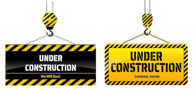 set of website under construction isolated or 404 error page connection or website under maintenance