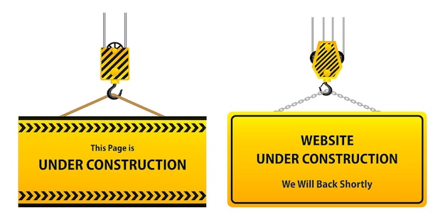 set of website under construction isolated or 404 error page connection or website under maintenance