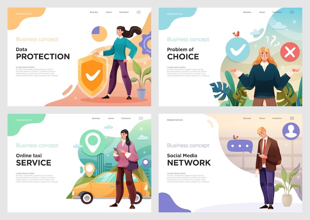 Set of website template designs Vector illustration concepts of web page design for website