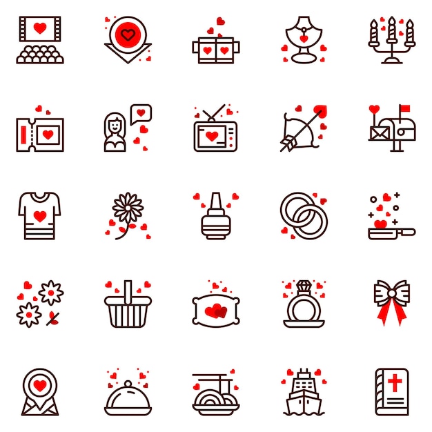 Set of wedding icons Vector Illustration