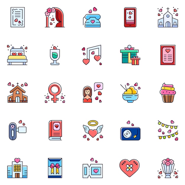 Set of wedding icons Vector Illustration