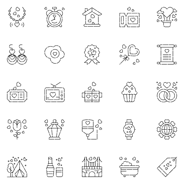 Set of wedding icons web icons bundle vector illustration