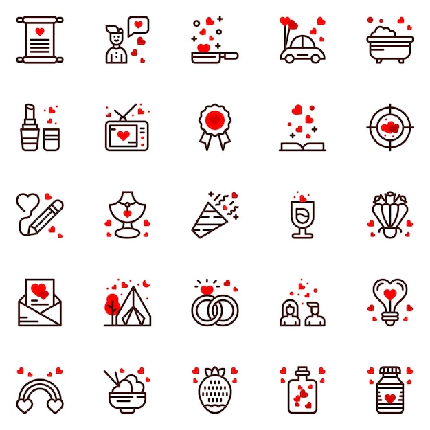 Set of wedding icons web icons bundle vector illustration