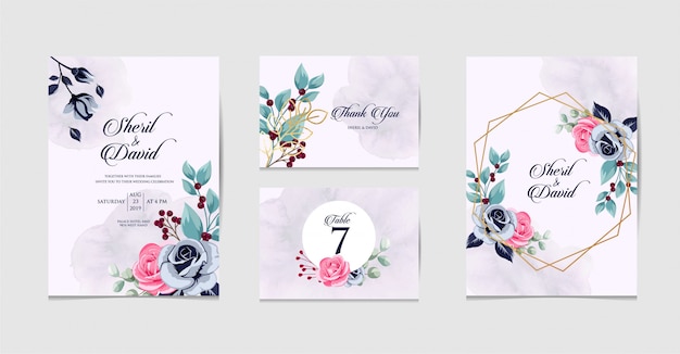 Set wedding invitation beauty design