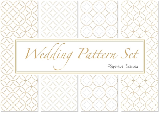 Set of Wedding Patterns in Gold and White Colors