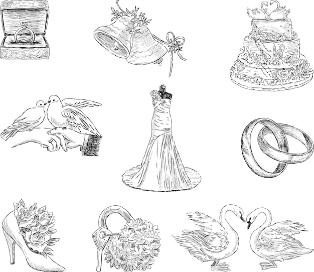 Set of the wedding symbols