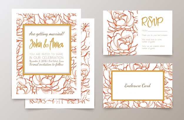 Set  weddings  invitation