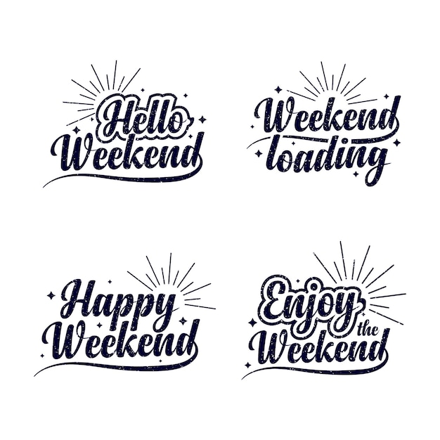 Set of weekend quotes with summer vibes for t shirt poster and print