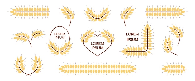 Set of wheat ears icons templates vector illustration