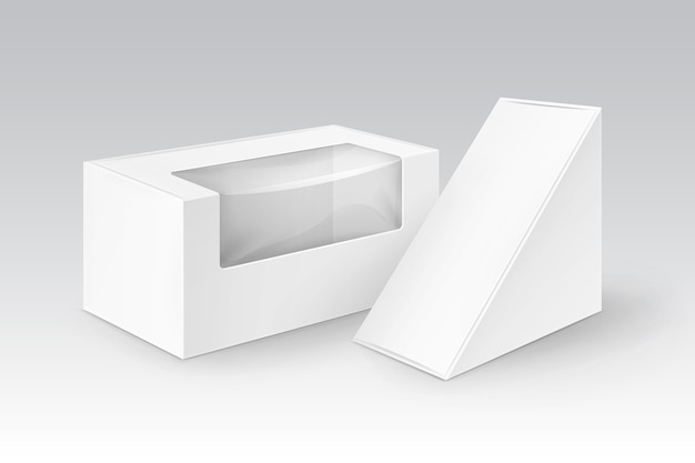 Set of White BlankTake Away Boxes For Sandwich