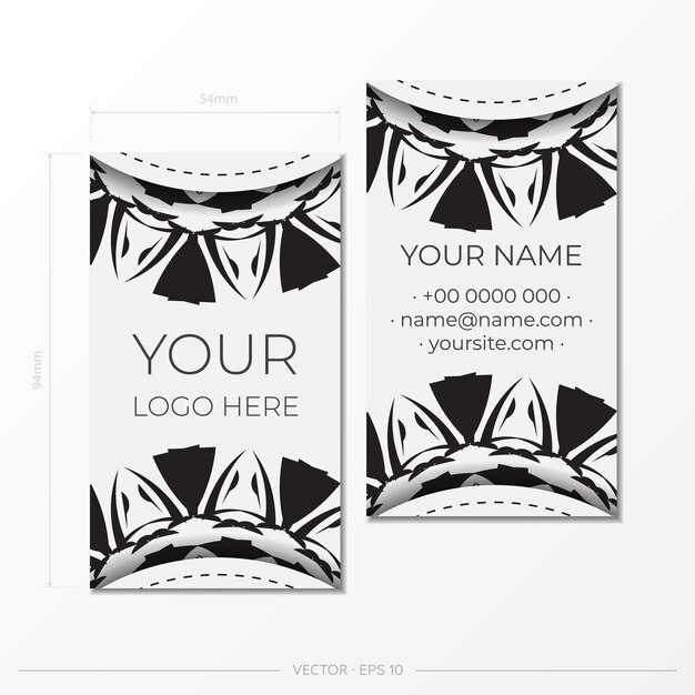 Vector a set of white business cards with black ornaments printready business card design with space for your text and abstract patterns