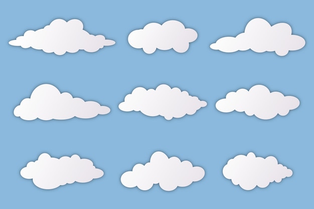 Set of White Clouds on Blue Sky