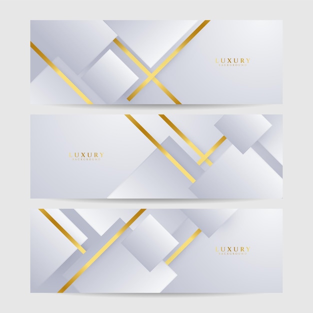 Set of white and gold abstract background