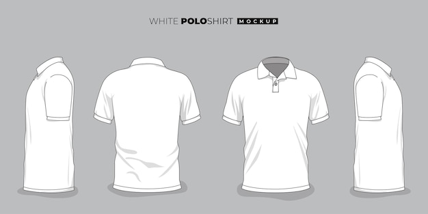 Set of white polo shirt template with any view design for product advertising design