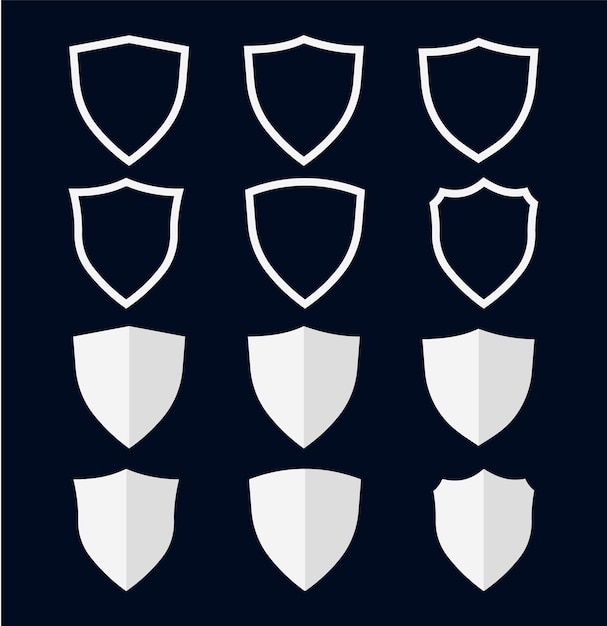 A set of white shields