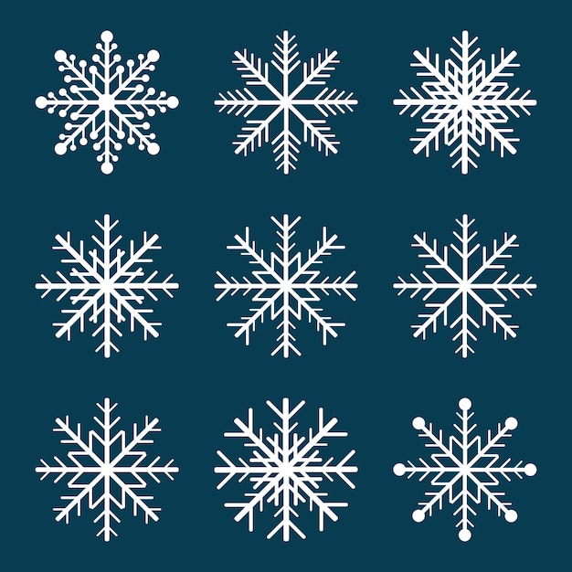 Set of white snowflakes