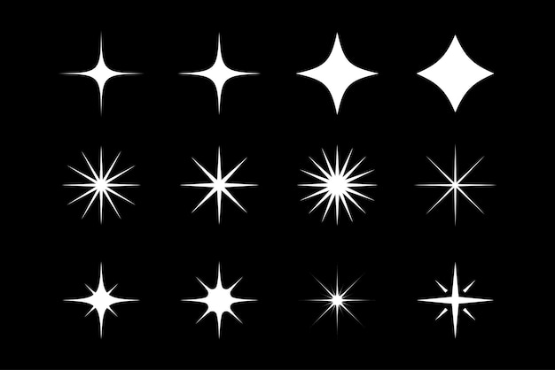 Vector set of white star sparkles