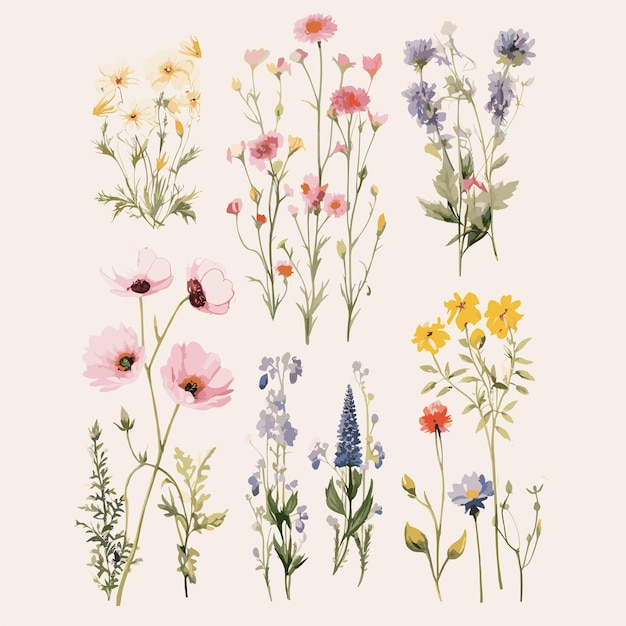 Vector set wild flower for decoration