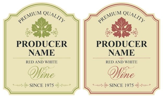 set of wine labels