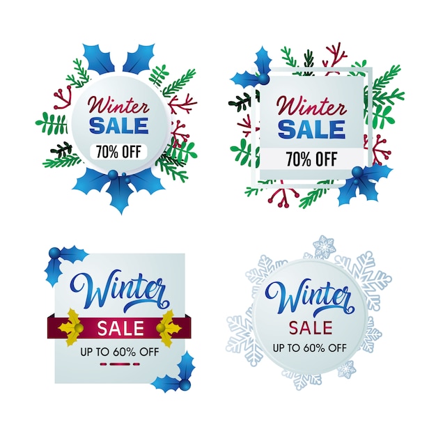 Set of winter sale banner 