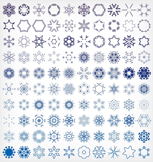 Set of winter snowflake icons