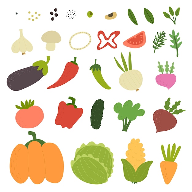 Set with cartoon vegetables