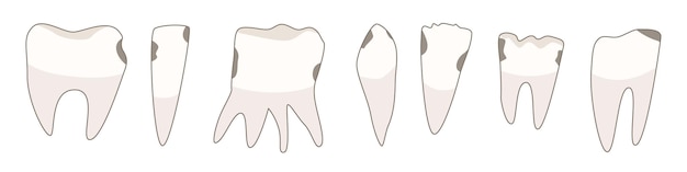 Set with damaged molars Vector illustration