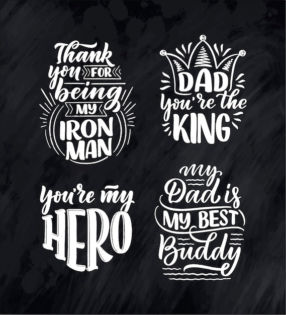 Set with lettering for Father's day greeting card, great design