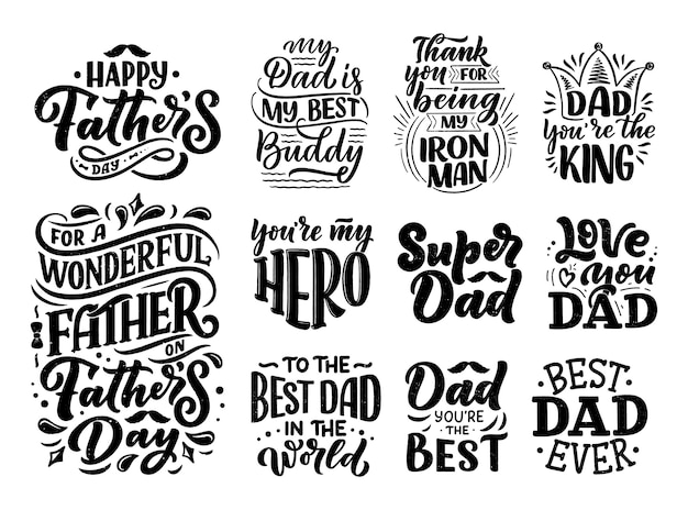 Set with lettering for Father's day greeting card