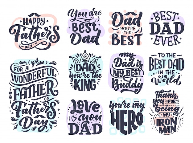 Set with lettering for Father's day greeting card