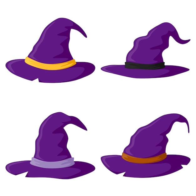 Set of Wizard Hat isolated on white background