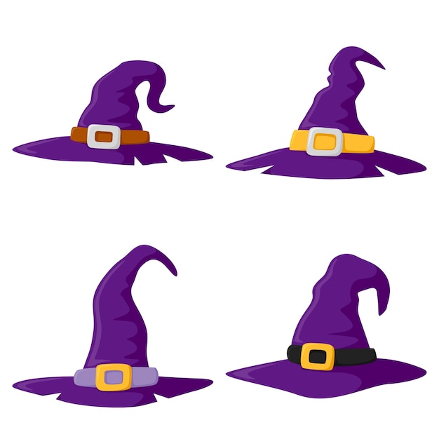 Set of Wizard Hat isolated on white background