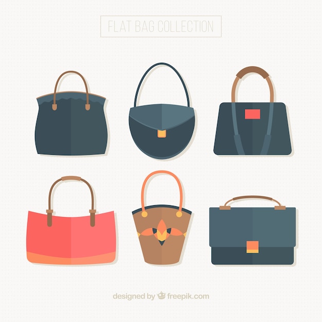 Set of woman's bags in flat style