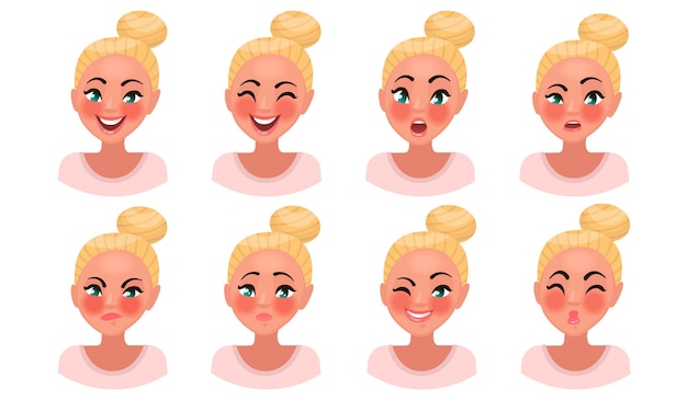 Set of woman's emotions